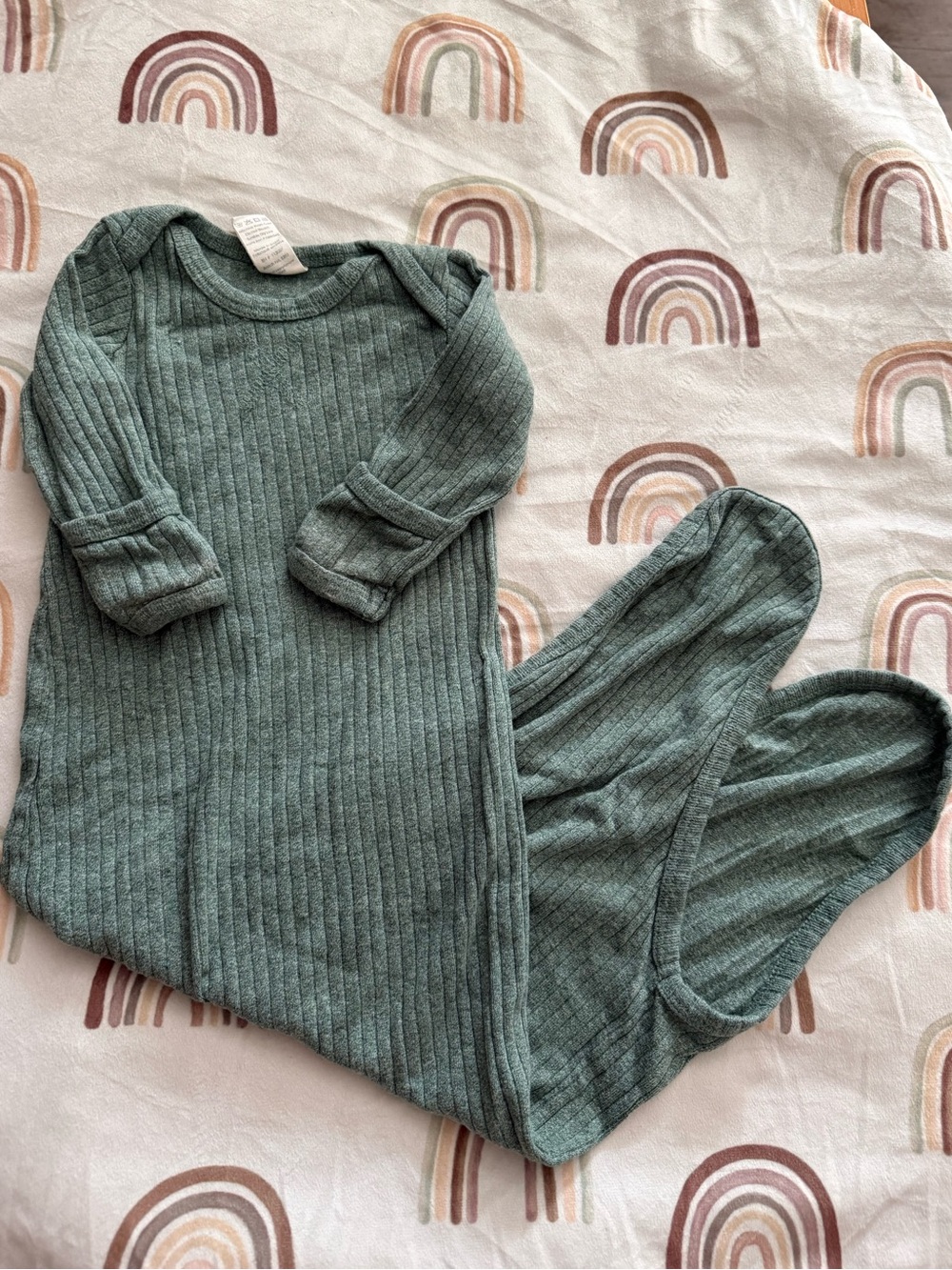 kate quinn Ribbed Footed Sleep Sack in Sage Green